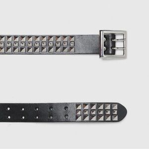 Zara Studded Black Belt with Silver Buckle